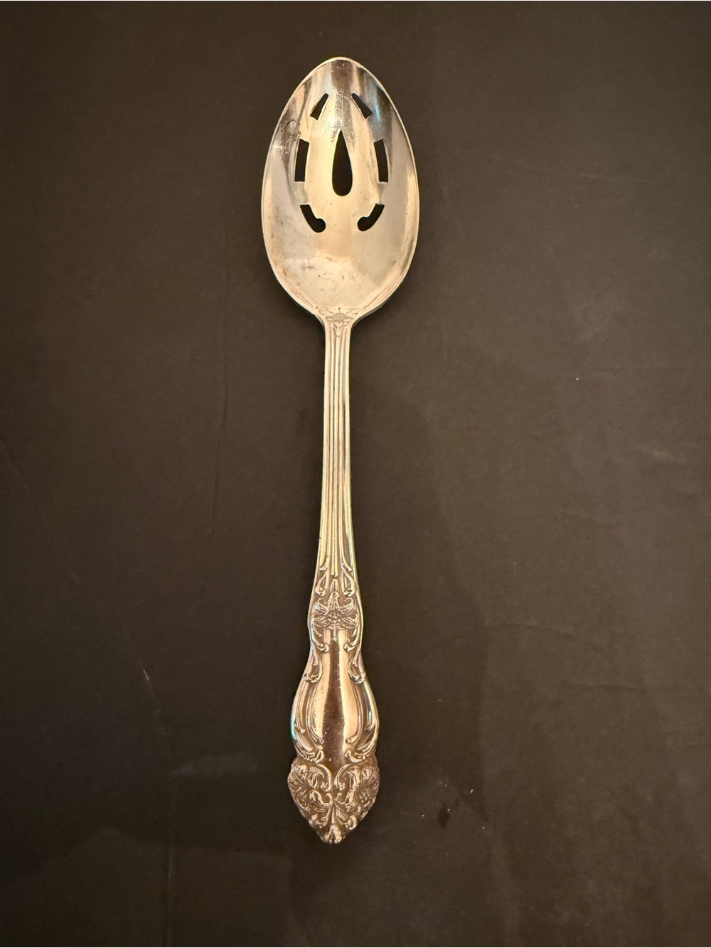 Reed & Barton Silver Pierced Serving Spoon with Ornate Handle